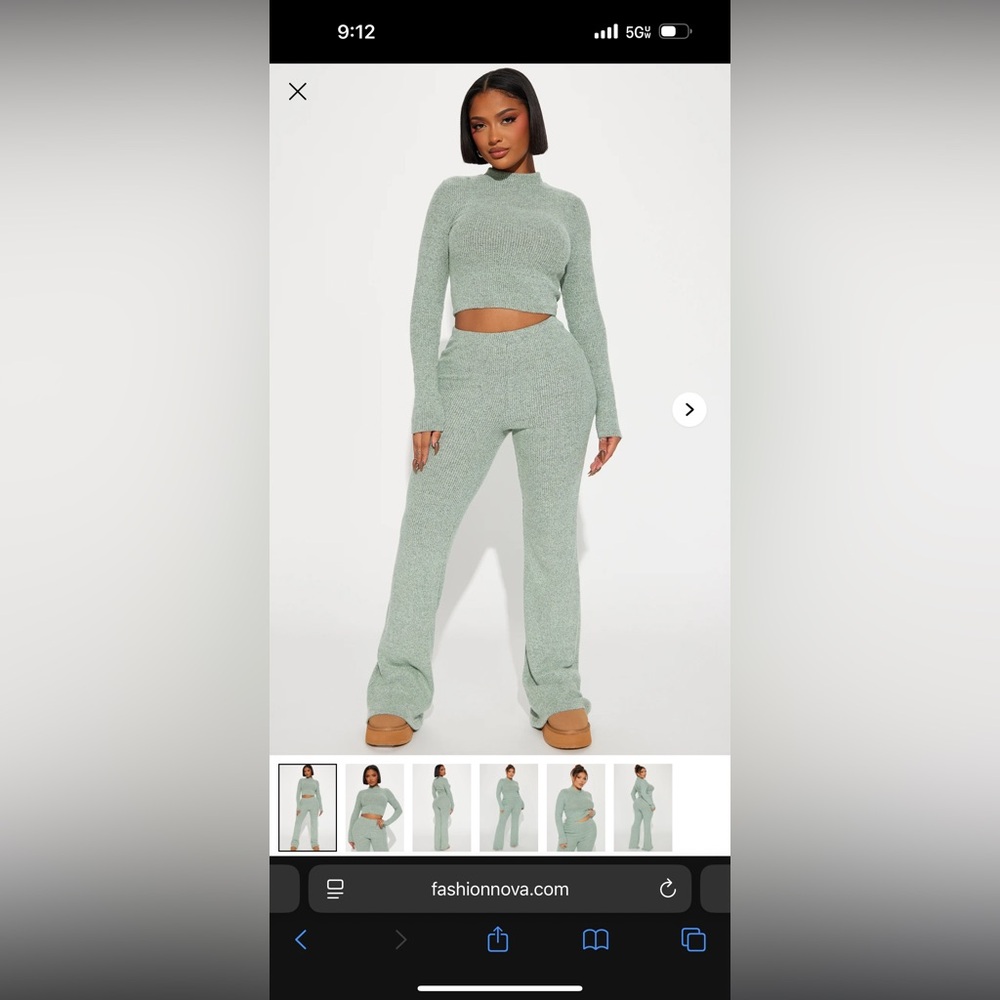 Fashion Nova Light Green Flare Pants